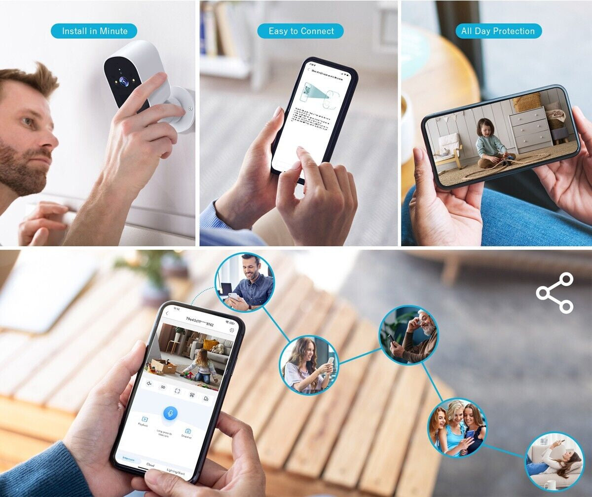 4MP Wireless Outdoor Security Camera - Smart Home Ready, Battery Powered with Night Vision & Motion Detection